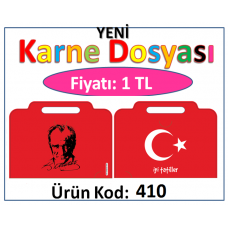 Yeni Çantalı Türk Bayrağı ve Atatürklü Karne Dosyası - KOD: 410